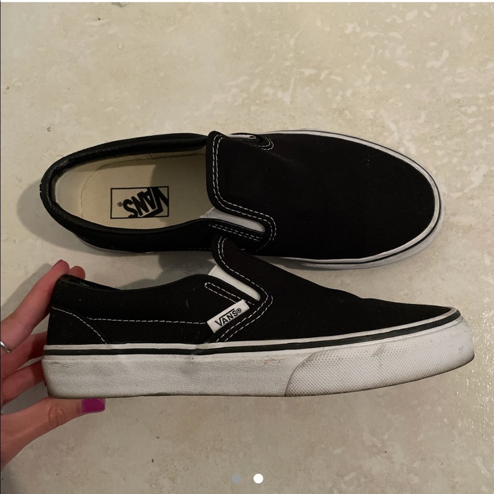 vans black slip ons size 5 women’s